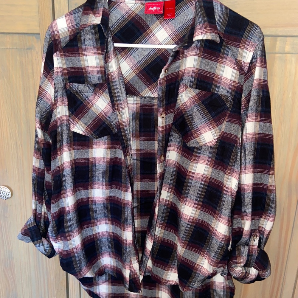 Maroon and Navy Button Up Flannel
